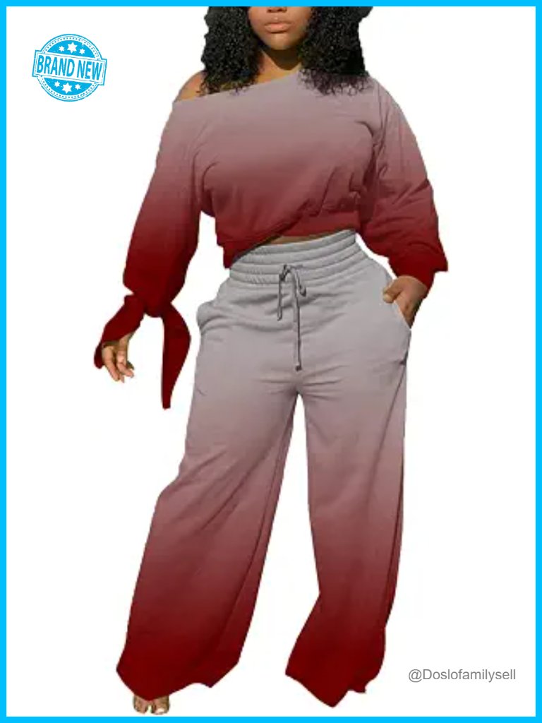 Long Sleeve Sweatsuit Set With Joggers And Pockets